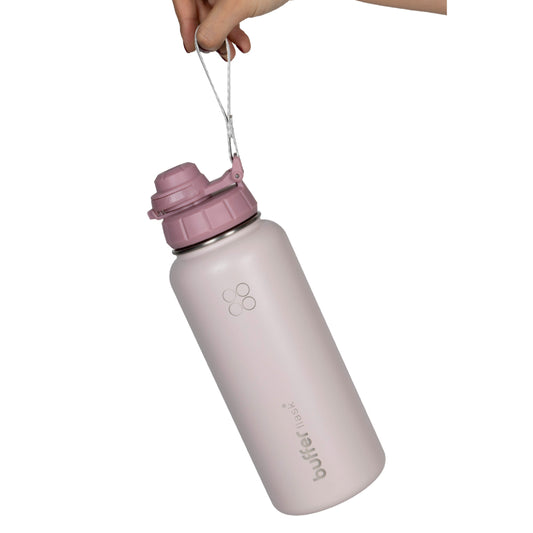 Termo Botella Agua Termica Buffer Morea Acero Inoxidable +4 Tapas, Pinky