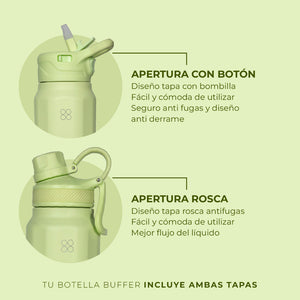 Botella Termica Agua Acero Inoxidable Buffer Paine 1L+tapas Citrus Green