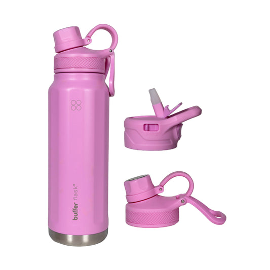 Botella Termica Agua Acero Inoxidable Buffer Paine 1L +tapas Dani Pink