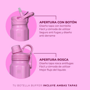 Botella Termica Agua Acero Inoxidable Buffer Paine 1L +tapas Dani Pink