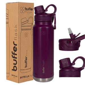 Botella Termica Agua Acero Inoxidable Buffer Paine 1L +tapas Plum