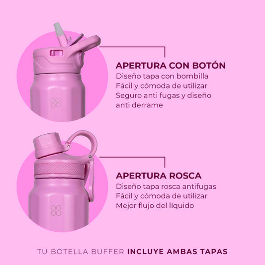 Botella Termica Agua Acero Inoxidable Buffer Paine 750ml +tapas Dani Pink