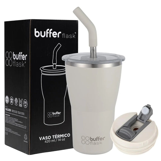 Mug Vaso Térmico Roques 420ml Acero Inox Agua Fría y Caliente Ivory