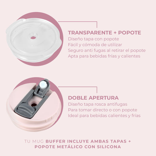 Mug Vaso Térmico Roques 750ml Acero Inox Agua Fría y Caliente Pinky Leopard