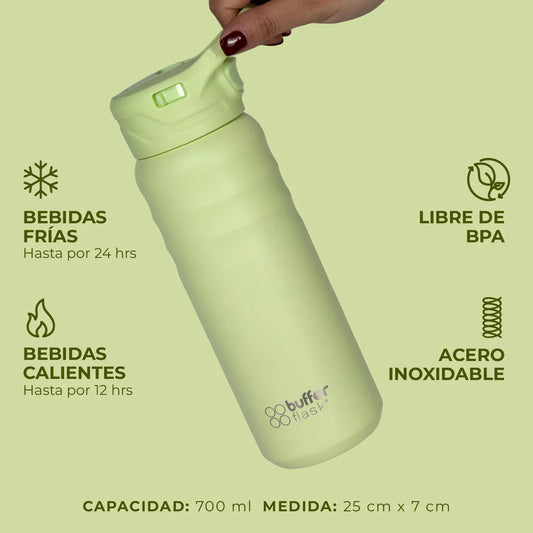 Botella Agua Térmica Yosemite 700ml Acero Inox Agua Fría y Caliente Citrus Green