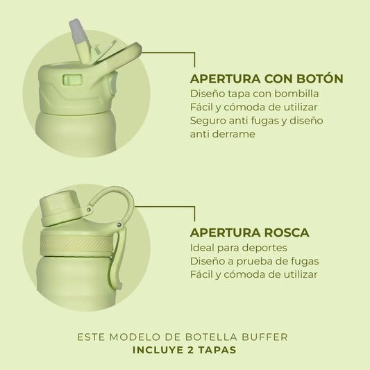 Botella Agua Térmica Yosemite 700ml Acero Inox Agua Fría y Caliente Citrus Green