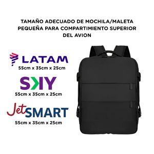 Combo Mochila Viaje Viral Cabina 40L Black y Organizador de Viaje Grande. Neceser Roll Up Gout Petroleo