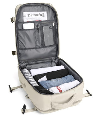 Mochila Viaje Viral (Cabina Avión) 31L Premium Beige. Resistente al agua