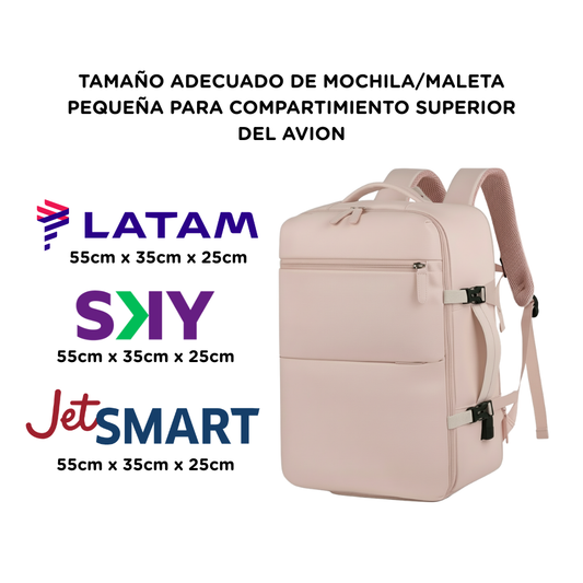 Mochila Viaje Viral 40L Misty Pink. Expandible con Bolsillo Antirrobo
