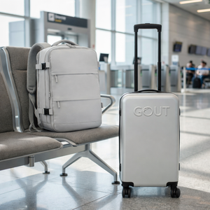 Combo Mochila Viaje 40L Premium Grey + Maleta Cabina. Expandible Compacta Gris Claro Gout