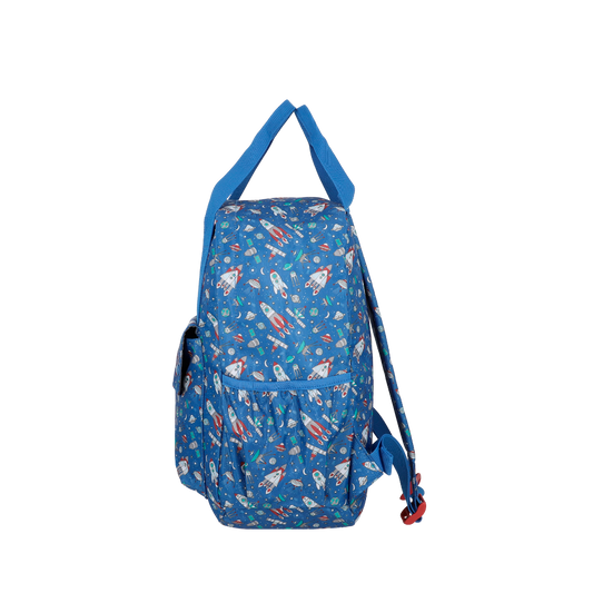 Combo Mochila Cosmos Espacio Azul y Lonchera Longboard Azul Saxoline