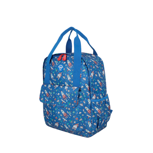 Combo Mochila Cosmos Espacio Azul y Lonchera Longboard Azul Saxoline