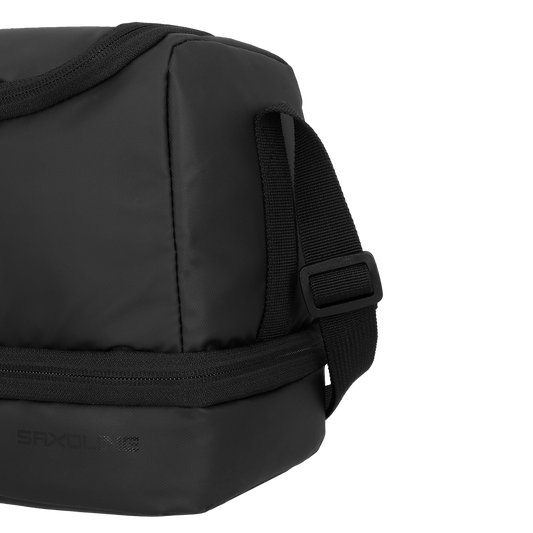 Combo 3x Estuche Ayla Negro + Mochila Cairo 30 Lts Gris + Lonchera Longboard Negro Saxoline