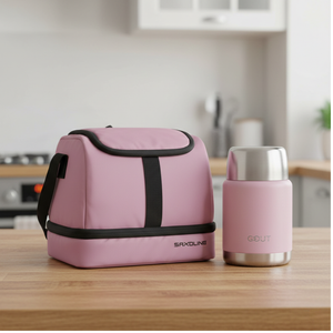 Combo Lonchera Saxoline Longboard 8Lts Rosa Viejo + Termo De Comida 500 Ml Granulado Rosado Gout