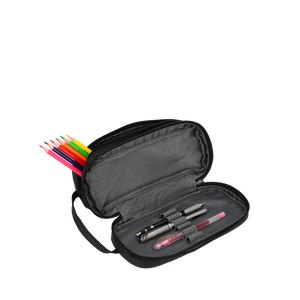 Combo Mochila Preescolar Tiburón Azul + Estuche Eastside Negro y Lonchera Longboard Saxoline