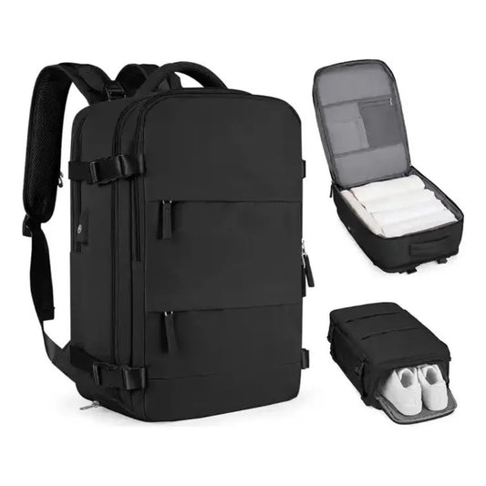 Combo: Mochila Viaje (Cabina Avión)  Negro. + Mochila Viaje Viral 40L Premium Grey.