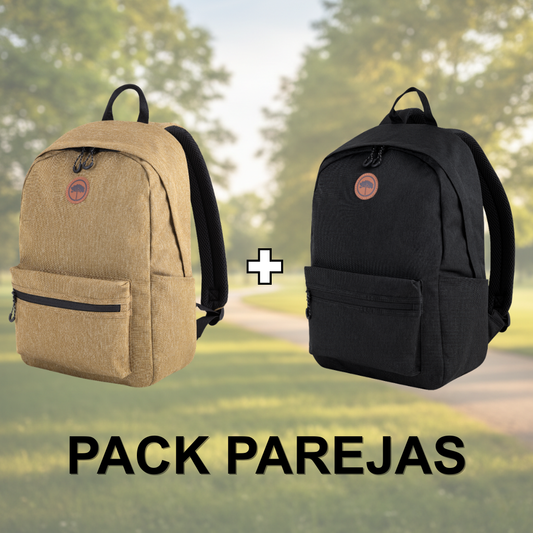 Combo Mochilas Jane Llaima Tela impermeable Negra y Café