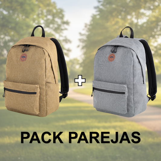 Combo Mochilas Jane Llaima Tela impermeable Gris y Café