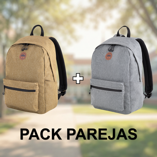 Combo Mochilas Jane Llaima Tela impermeable Gris y Café