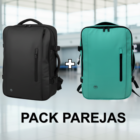 Combo Mochilas de Viaje Viral XL 40L Llaima Color Negro y Menta