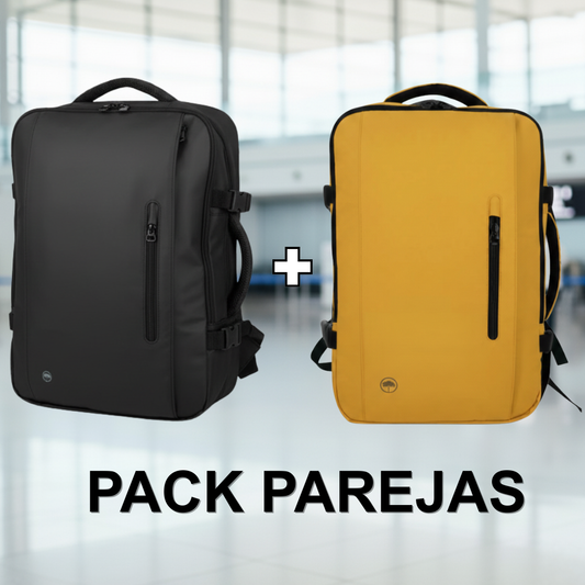 Combo Mochilas de Viaje Viral XL 40L Llaima Color Negro y Mostaza