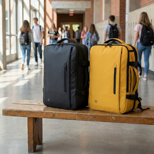 Combo Mochilas de Viaje Viral XL 40L Llaima Color Negro y Mostaza