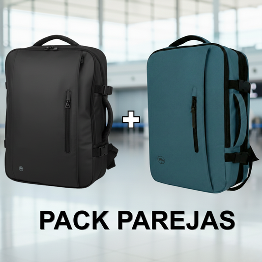 Combo Mochilas de Viaje Viral XL 40L Llaima Color Negro y Azul