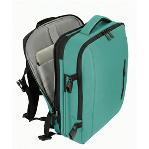 Combo Mochila Viaje XL 40Lts Menta Llaima Resistente al Agua + Maleta de Cabina Negra