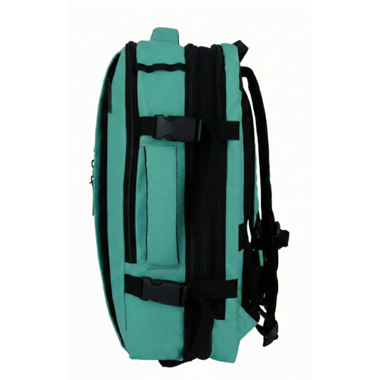 Combo Mochila Viaje XL 40Lts Menta Llaima Resistente al Agua + Maleta de Cabina Negra