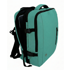 Combo Mochila Viaje XL 40Lts Menta Llaima Resistente al Agua + Maleta de Cabina Negra