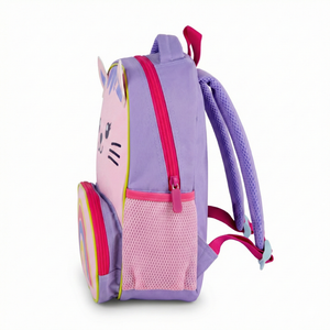 Combo Mochila Preescolar Gato Rosada + Termo De Comida 500 Ml Granulado Rosado Gout