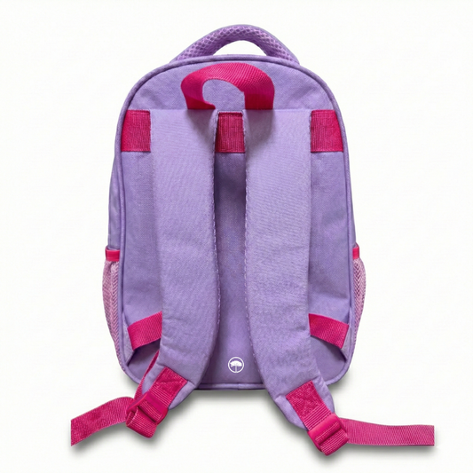 Combo 3x Mochila Preescolar Gato Rosada + Estuche Ayla Rosado Saxoline + Lonchera Longboard Rosa Viejo Saxoline