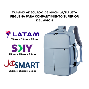 Combo 2 Mochilas de Viaje Viral XL. 1 Mochila Negra 40L y 1 Mochila 36L Ripstop Light Blue