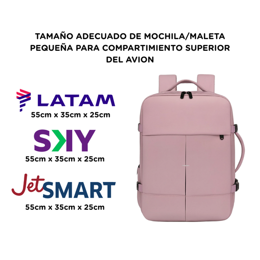 Mochila Viaje Viral💧Resistente al agua XL. Grand Travel Ripstop Lila 36L. Antirrobo.