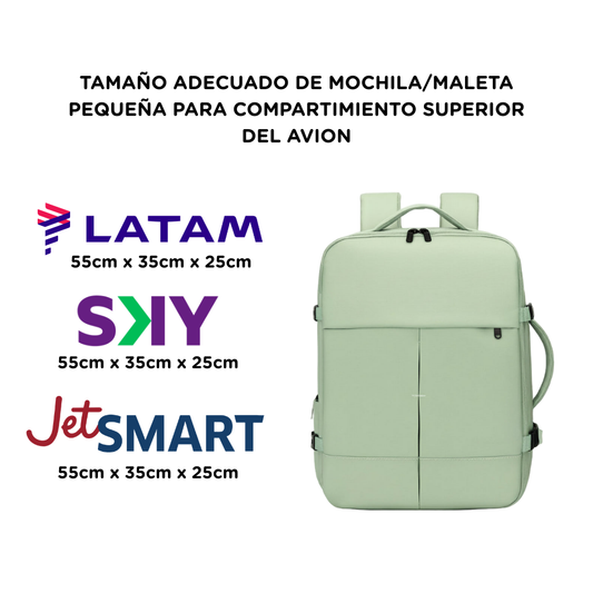 Combo 2 Mochilas de Viaje Viral Cabina XL. Mochila 40L Black  y Mochila 36L. Ripstop Matcha-Green Impermeable Expandible
