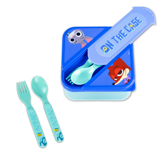 Hermetico 850ml + Cubiertos Pp Zootopia