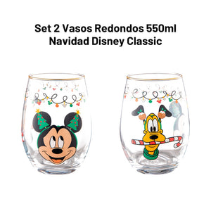 Set 2 Vasos Redondos 550ml Navidad Disney Classic