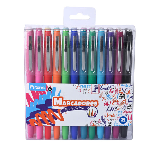 Marcadores Punta Fieltro 07 mm 24 Colores