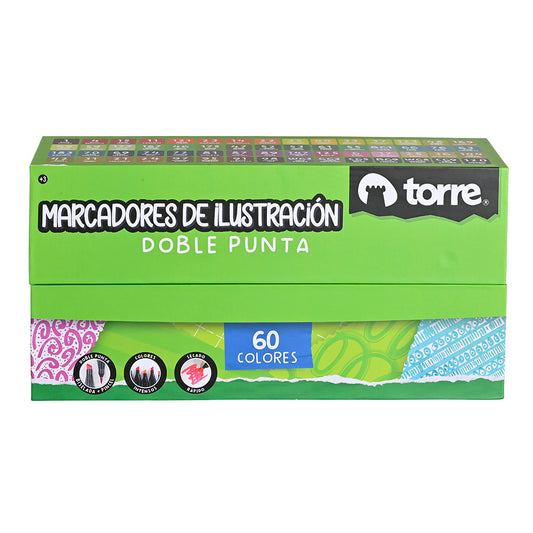 Marcadores Ilustración Doble Punta 60 Colores