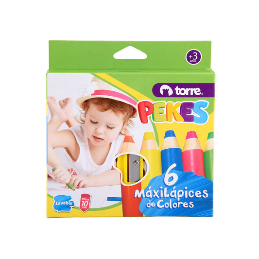 Lápices De Color Pekes 6 Colores + Sacapuntas