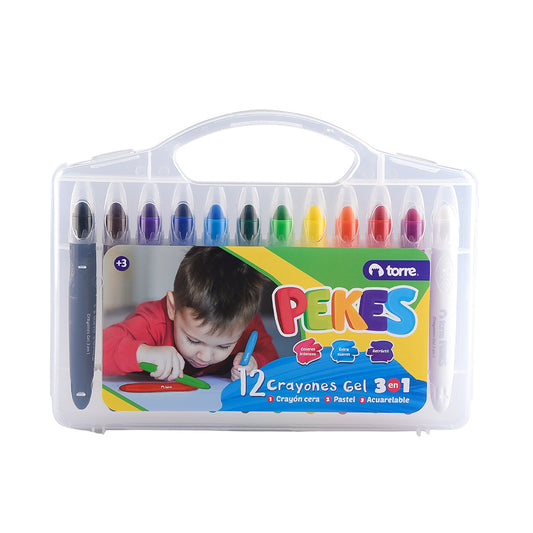 Crayones Gel 3 En 1 12 Colores Pekes