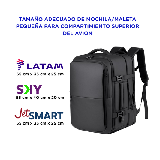 Mochila Viaje Viral Navigator XL 38L. Expandible - Resistente al agua. Black