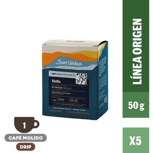 Caja de 5 Drip Juan Valdez Huila 50 g