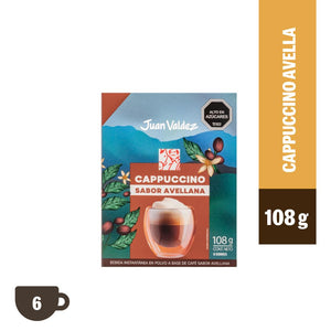 Cappuccino Instantáneo Juan Valdez Avellana Display x6 108 g