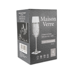 Set de 4 Copas de Champagne Cristal 210 ml Maison Verre
