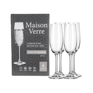 Set de 4 Copas de Champagne Cristal 210 ml Maison Verre