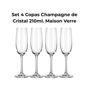Set de 4 Copas de Champagne Cristal 210 ml Maison Verre