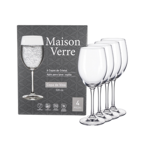 Set de 4 Copas de Vino Cristal 520 ml Maison Verre