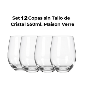 Combo 12 Copas sin Tallo 550 ml Maison Verre (3 Sets de 4)