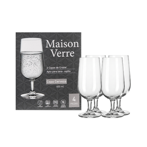 Set de 4 Copas de Cerveza Cristal 400 ml Maison Verre